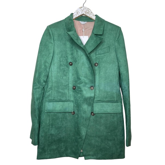 Sosken Henley Vegan Leather Faux Suede Jacket Coat Green Size 1 Small NWT $450 - Picture 1 of 11